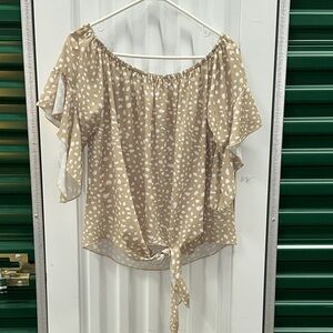Elegant Off-Shoulder Polka Dot Blouse - Cream